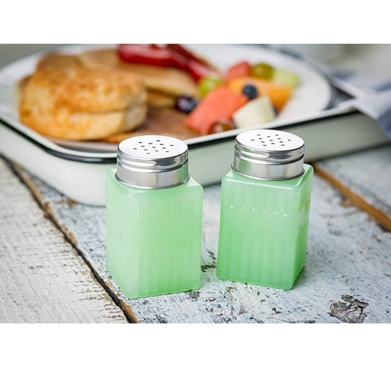 Tablecraft Jadeite Glass Collection (TM) Salt & Pepper Shaker with Metal Top, 2-Ounce - Image 2